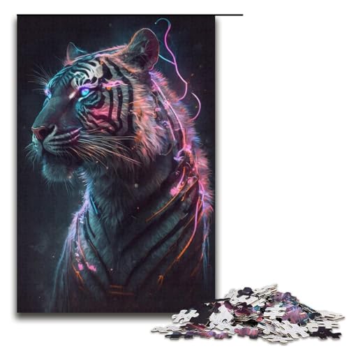 1000-teiliges Puzzle für Erwachsene, Tiger-Malpuzzle für Karton, Lernspiel, Herausforderungsspielzeug, Größe 38 x 26 cm von KJYMNC