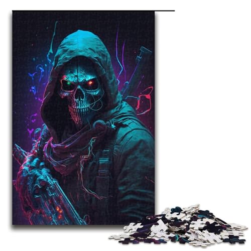 1000-teiliges Puzzle für Erwachsene, Totenkopf-Spiele, Spielzeug, Geschenk, ganze Familie, Größe 50 x 75 cm von KJYMNC