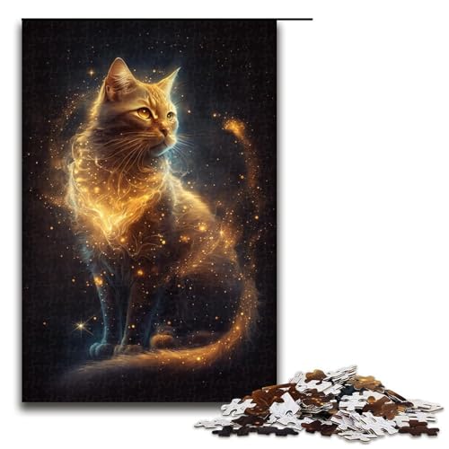 1000-teiliges Puzzle für Erwachsene, Weltraum-Goldkatze, Puzzle für Erwachsene, Holzpuzzle, Lernspielzeug, Größe 50 x 75 cm 1000-teiliges Puzzle für Erwachsene, Weltraum-Goldkatze, Puzzle für Erwachsene, Holzpuzzle, Lernspielzeug, Größe 50 x 75 cm von KJYMNC