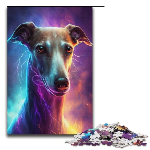 1000-teiliges Puzzle für Erwachsene, bunter Blitzhund, Puzzle für Pappe, Lernspiel, Herausforderungsspielzeug, Größe 38 x 26 cm von KJYMNC