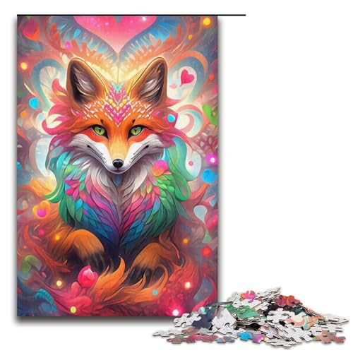 1000-teiliges Puzzle für Erwachsene, bunter Fuchs, Puzzle für Erwachsene, Papppuzzle, Lernspielzeug, Größe 38 x 26 cm von KJYMNC