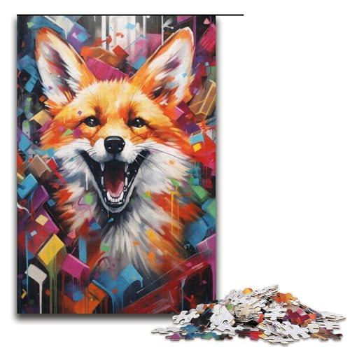 1000-teiliges Puzzle für Erwachsene, bunter Fuchs, Puzzle für Karton, Lernspiel, Herausforderungsspielzeug, Größe 38 x 26 cm von KJYMNC