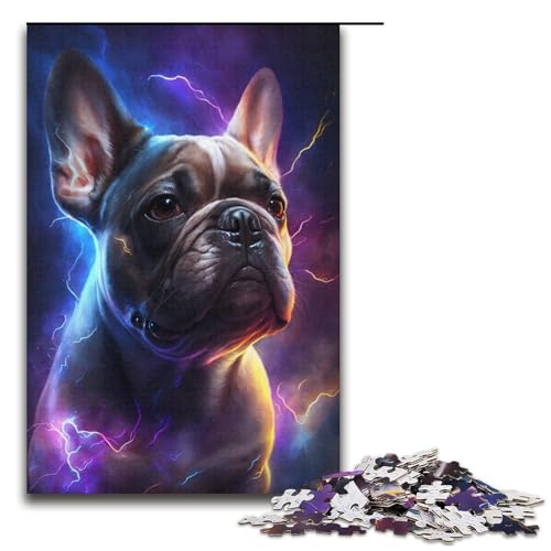 1000-teiliges Puzzle für Erwachsene, buntes Bulldoggen-Puzzle, praktisches Spiel, Zeitvertreib zu Hause für Teenager ab 14 Jahren, Größe 38 x 26 cm von KJYMNC