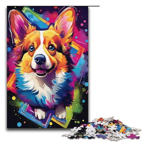 1000-teiliges Puzzle für Erwachsene, buntes Corgi-Puzzle für Erwachsene, Papppuzzle, dekomprimierendes intellektuelles Lernspielzeug, Größe 38 x 26 cm 1000-teiliges Puzzle für Erwachsene, buntes Corgi-Puzzle für Erwachsene, Papppuzzle, dekomprimierendes intellektuelles Lernspielzeug, Größe 38 x 26 cm von KJYMNC