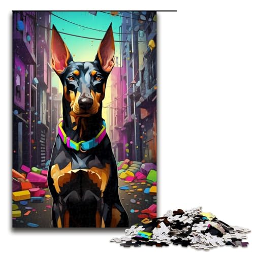 1000-teiliges Puzzle für Erwachsene, buntes Dobermann-Puzzle für Erwachsene, Holzpuzzle, dekomprimierendes intellektuelles Lernspielzeug, Größe 50 x 75 cm 1000-teiliges Puzzle für Erwachsene, buntes Dobermann-Puzzle für Erwachsene, Holzpuzzle, dekomprimierendes intellektuelles Lernspielzeug, Größe 50 x 75 cm von KJYMNC