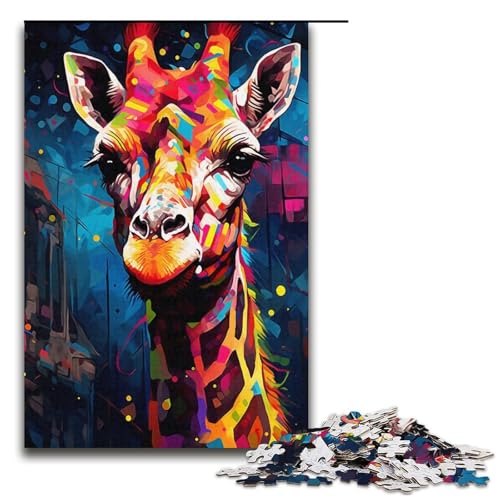 1000-teiliges Puzzle für Erwachsene, buntes Giraffen-Puzzle, praktisches Spiel, tolle Geschenke für Weihnachten, Größe 38 x 26 cm von KJYMNC