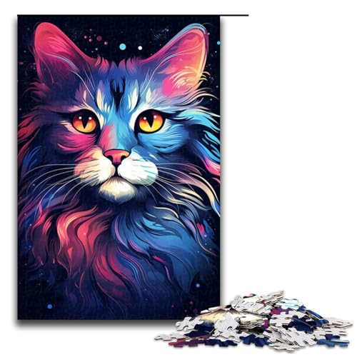 1000-teiliges Puzzle für Erwachsene, buntes Katzen-Puzzle für Erwachsene, Holzpuzzle, Lernspielzeug, Größe 50 x 75 cm 1000-teiliges Puzzle für Erwachsene, buntes Katzen-Puzzle für Erwachsene, Holzpuzzle, Lernspielzeug, Größe 50 x 75 cm von KJYMNC