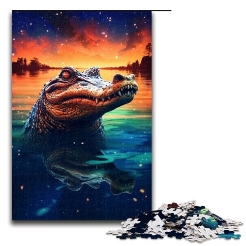 1000-teiliges Puzzle für Erwachsene, buntes Krokodil-Puzzle, praktisches Spiel zum Zeitvertreib zu Hause für Teenager ab 14 Jahren, Größe 50 x 75 cm von KJYMNC