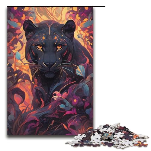 1000-teiliges Puzzle für Erwachsene, buntes Leoparden-Puzzle, praktisches Spiel zum Zeitvertreib zu Hause für Teenager ab 14 Jahren, Größe 38 x 26 cm von KJYMNC