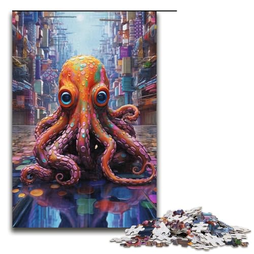 1000-teiliges Puzzle für Erwachsene, buntes Oktopus-Puzzle für Karton, Lernspiel, Herausforderungsspielzeug, Größe 38 x 26 cm von KJYMNC