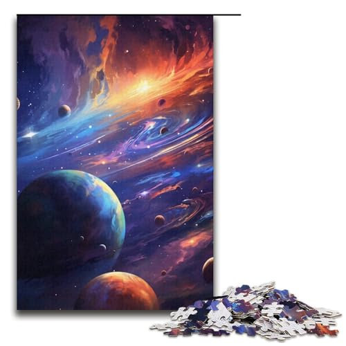 1000-teiliges Puzzle für Erwachsene, buntes Planeten-Puzzle, praktisches Spiel zum Zeitvertreib zu Hause für Teenager ab 14 Jahren, Größe 38 x 26 cm von KJYMNC