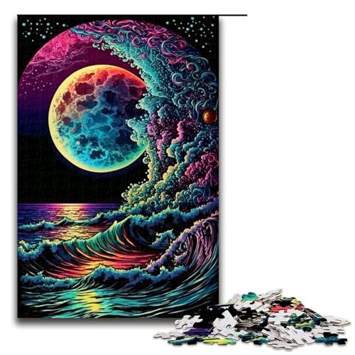 1000-teiliges Puzzle für Erwachsene, buntes Wellen-Puzzle, praktisches Spiel zum Zeitvertreib zu Hause für Teenager ab 14 Jahren, Größe 50 x 75 cm von KJYMNC