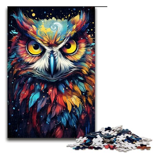 1000-teiliges Puzzle für Erwachsene, buntes psychedelisches Eulen-Puzzle für Erwachsene, Holzpuzzle, dekomprimierendes intellektuelles Lernspielzeug, Größe 50 x 75 cm 1000-teiliges Puzzle für Erwachsene, buntes psychedelisches Eulen-Puzzle für Erwachsene, Holzpuzzle, dekomprimierendes intellektuelles Lernspielzeug, Größe 50 x 75 cm von KJYMNC