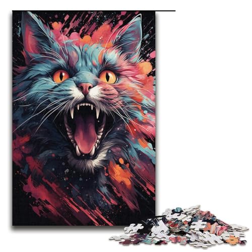 1000-teiliges Puzzle für Erwachsene, erstaunliche Bunte magische Katzen-Puzzles für Pappe, Lernspiel, Herausforderungsspielzeug, Größe 38 x 26 cm von KJYMNC