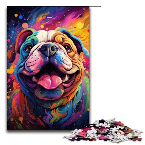 1000-teiliges Puzzle für Erwachsene, farbenfroh, psychedelisch, von Psychedelic Bulldog, Puzzle für Erwachsene, Holzpuzzle, Lernspielzeug, Größe 50 x 75 cm 1000-teiliges Puzzle für Erwachsene, farbenfroh, psychedelisch, von Psychedelic Bulldog, Puzzle für Erwachsene, Holzpuzzle, Lernspielzeug, Größe 50 x 75 cm von KJYMNC