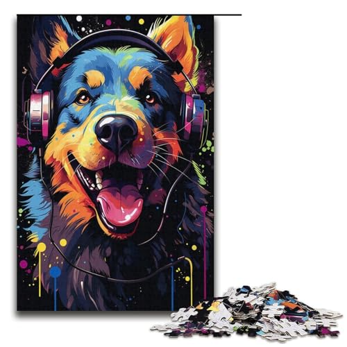 1000-teiliges Puzzle für Erwachsene, farbenfrohe Psychedelia von Musical Dogs, Puzzle für Erwachsene aus Pappe, dekomprimierendes, intellektuelles Lernspielzeug, Größe 38 x 26 cm von KJYMNC
