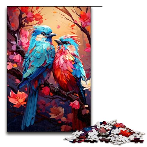 1000-teiliges Puzzle für Erwachsene, farbenfrohe Vogelpsychedelien, praktisches Spiel, tolle Geschenke für Weihnachten, Größe 50 x 75 cm von KJYMNC