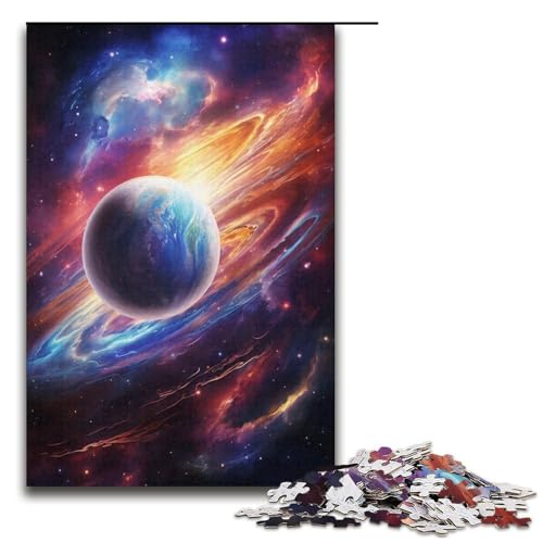 1000-teiliges Puzzle für Erwachsene, farbenfroher Planet, Spiele, Spielzeug, Geschenk, ganze Familie, Größe 38 x 26 cm von KJYMNC