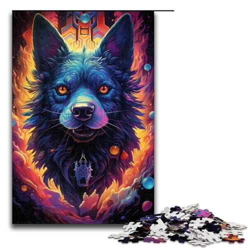 1000-teiliges Puzzle für Erwachsene, farbenfroher Psychedelischer Hund der Zukunft, Puzzles für Holzpuzzle, Lernspiel, Herausforderungsspielzeug, Größe 50 x 75 cm 1000-teiliges Puzzle für Erwachsene, farbenfroher Psychedelischer Hund der Zukunft, Puzzles für Holzpuzzle, Lernspiel, Herausforderungsspielzeug, Größe 50 x 75 cm von KJYMNC