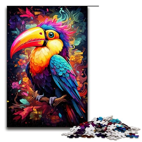1000-teiliges Puzzle für Erwachsene, farbenfrohes Gemälde, Tukan-Puzzle, praktisches Spiel, Zeitvertreib zu Hause für Teenager ab 14 Jahren, Größe 50 x 75 cm von KJYMNC