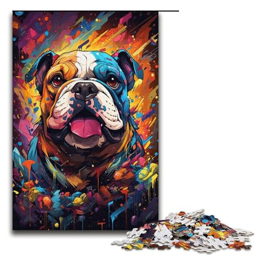 1000-teiliges Puzzle für Erwachsene, farbenfrohes psychedelisches Bulldoggen-Puzzlespiel, Spaß für Zuhause, Geburtstagsgeschenk, Reisegeschenk, Größe 38 x 26 cm 1000-teiliges Puzzle für Erwachsene, farbenfrohes psychedelisches Bulldoggen-Puzzlespiel, Spaß für Zuhause, Geburtstagsgeschenk, Reisegeschenk, Größe 38 x 26 cm von KJYMNC