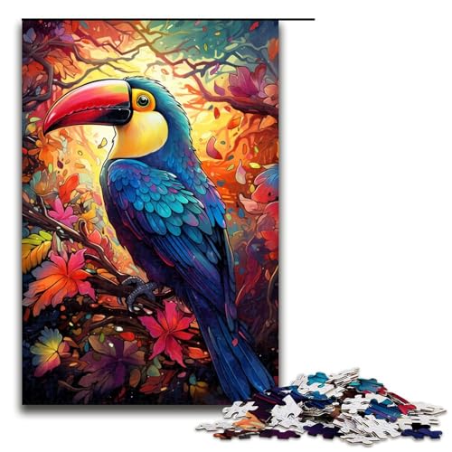 1000-teiliges Puzzle für Erwachsene, farbenfrohes psychedelisches Tukan-Puzzle, Quizspiel, Geburtstagsgeschenk, Geschenke, Wandkunst, Größe 50 x 75 cm 1000-teiliges Puzzle für Erwachsene, farbenfrohes psychedelisches Tukan-Puzzle, Quizspiel, Geburtstagsgeschenk, Geschenke, Wandkunst, Größe 50 x 75 cm von KJYMNC