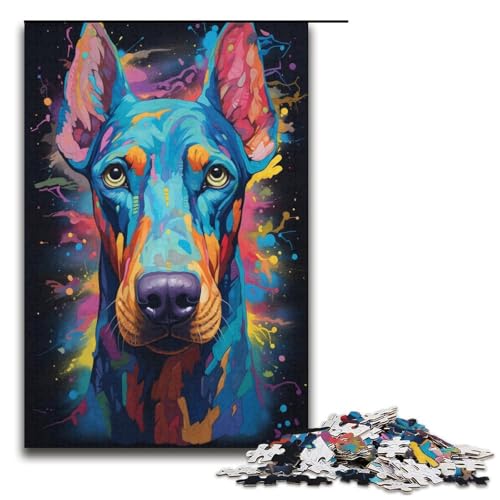 1000-teiliges Puzzle für Erwachsene, farbige Dobermann-Puzzles für Karton, Lernspiel, Herausforderungsspielzeug, Größe 38 x 26 cm 1000-teiliges Puzzle für Erwachsene, farbige Dobermann-Puzzles für Karton, Lernspiel, Herausforderungsspielzeug, Größe 38 x 26 cm von KJYMNC