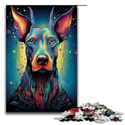 1000-teiliges Puzzle für Erwachsene, farbiges Dobermann-Puzzle, praktisches Spiel zum Zeitvertreib zu Hause für Teenager ab 14 Jahren, Größe 50 x 75 cm von KJYMNC