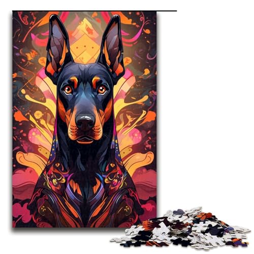 1000-teiliges Puzzle für Erwachsene, farbiges Dobermann-Puzzle für Erwachsene, Holzpuzzle, dekomprimierendes intellektuelles Lernspielzeug, Größe 50 x 75 cm 1000-teiliges Puzzle für Erwachsene, farbiges Dobermann-Puzzle für Erwachsene, Holzpuzzle, dekomprimierendes intellektuelles Lernspielzeug, Größe 50 x 75 cm von KJYMNC