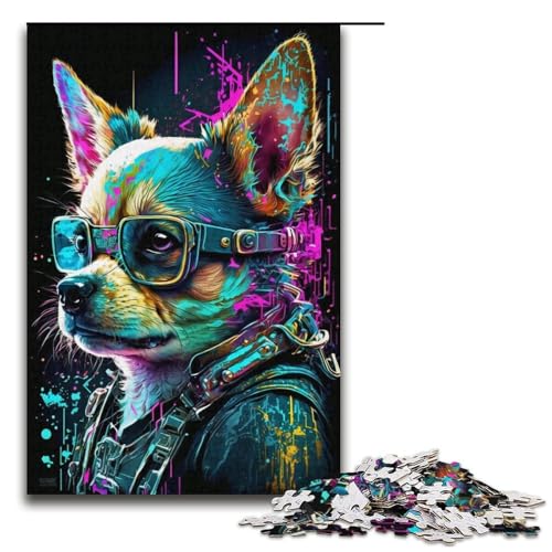 1000-teiliges Puzzle für Erwachsene, farbiges mechanisches Hunde-Puzzle für Erwachsene, Papppuzzle, dekomprimierendes intellektuelles Lernspielzeug, Größe 38 x 26 cm von KJYMNC
