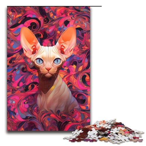 1000-teiliges Puzzle für Erwachsene, haarlose Katze, Puzzle, Quizspiel, Geburtstagsgeschenk, Geschenke, Wandkunst, Größe 50 x 75 cm 1000-teiliges Puzzle für Erwachsene, haarlose Katze, Puzzle, Quizspiel, Geburtstagsgeschenk, Geschenke, Wandkunst, Größe 50 x 75 cm von KJYMNC