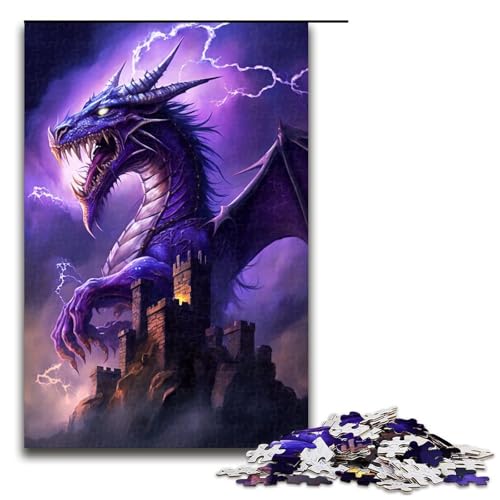 1000-teiliges Puzzle für Erwachsene, lila Fliegender Drache, Puzzle für Erwachsene, Holzpuzzle, dekomprimierendes intellektuelles Lernspielzeug, Größe 50 x 75 cm 1000-teiliges Puzzle für Erwachsene, lila Fliegender Drache, Puzzle für Erwachsene, Holzpuzzle, dekomprimierendes intellektuelles Lernspielzeug, Größe 50 x 75 cm von KJYMNC