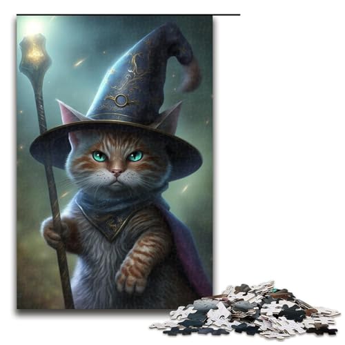 1000-teiliges Puzzle für Erwachsene, magisches Katzen-Puzzle, praktisches Spiel, Zeitvertreib zu Hause, für Teenager ab 14 Jahren, Größe 50 x 75 cm von KJYMNC