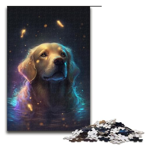 1000-teiliges Puzzle für Erwachsene, verträumtes Golden Retriever-Puzzle, praktisches Spiel, Staycation-Zeitvertreib für Teenager ab 14 Jahren, Größe 50 x 75 cm von KJYMNC