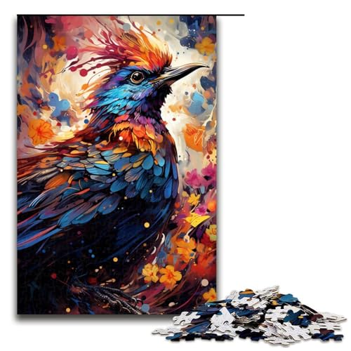 1000-teiliges Puzzle für Erwachsene „Bunte Psychedelia of Sacred Birds“ zum Zusammenbauen im Familienmuster, ganze Familie, Größe 50 x 75 cm von KJYMNC
