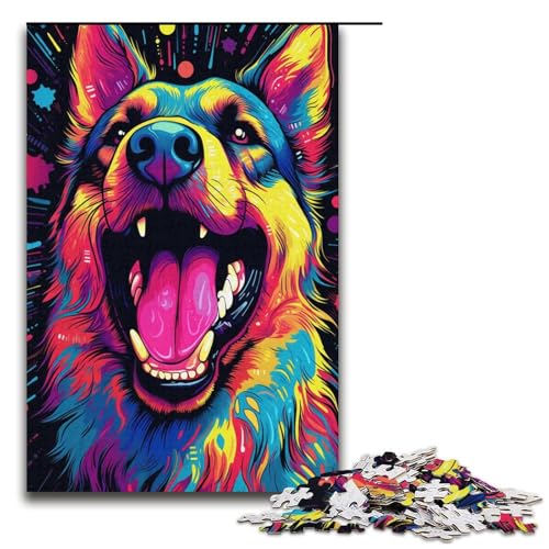 1000-teiliges Puzzle für Erwachsene. EIN fröhlicher, frecher Hund. Spiele, Spielzeug, Geschenk, ganze Familie. Größe 38 x 26 cm von KJYMNC