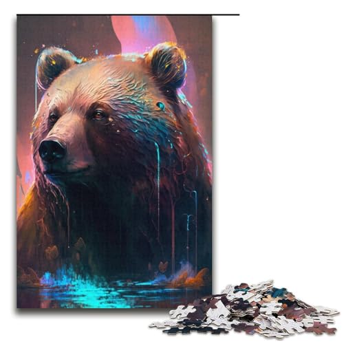 1000-teiliges Puzzle mit Braunbär-Malerei für Kinder, Papppuzzle, Familienaktivität, Größe 38 x 26 cm 1000-teiliges Puzzle mit Braunbär-Malerei für Kinder, Papppuzzle, Familienaktivität, Größe 38 x 26 cm von KJYMNC