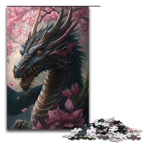 1000-teiliges Puzzle mit Kirschblütenbaum und Drachenmotiv, Puzzle für Erwachsene und Kinder, Papppuzzle, Lernspiel, Herausforderungsspielzeug, Größe 38 x 26 cm 1000-teiliges Puzzle mit Kirschblütenbaum und Drachenmotiv, Puzzle für Erwachsene und Kinder, Papppuzzle, Lernspiel, Herausforderungsspielzeug, Größe 38 x 26 cm von KJYMNC