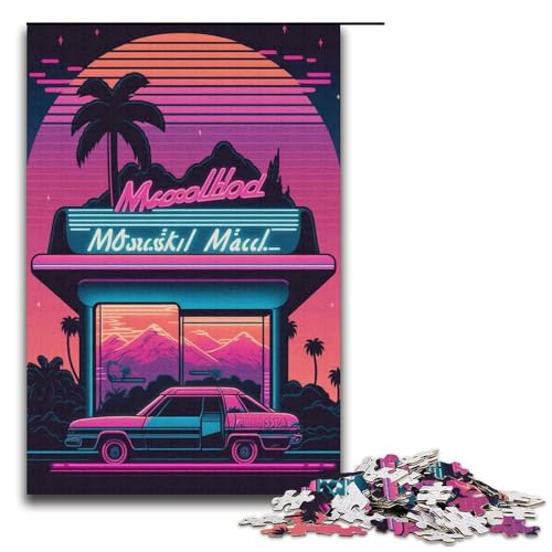 1000-teiliges Puzzle mit Retro-Straßenszene für Erwachsene, Kartonpuzzle, interessanter Stressabbau, Größe 38 x 26 cm von KJYMNC