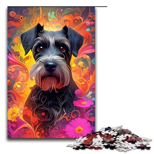 1000-teiliges Puzzle mit Standardschnauzer-Hund für Erwachsene, Holzpuzzle, lustiges Geschenk, Größe 50 x 75 cm 1000-teiliges Puzzle mit Standardschnauzer-Hund für Erwachsene, Holzpuzzle, lustiges Geschenk, Größe 50 x 75 cm von KJYMNC