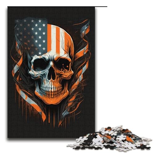 1000-teiliges Puzzle mit Totenkopfmotiv, Puzzle für Erwachsene, Karton, anspruchsvolles Spiel, Größe 38 x 26 cm von KJYMNC
