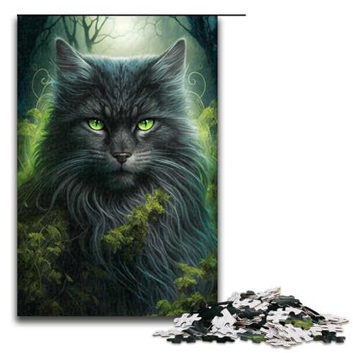1000-teiliges Puzzle mit grüner Katze für Kinder, Holzpuzzle, Familienaktivität, Größe 50 x 75 cm 1000-teiliges Puzzle mit grüner Katze für Kinder, Holzpuzzle, Familienaktivität, Größe 50 x 75 cm von KJYMNC