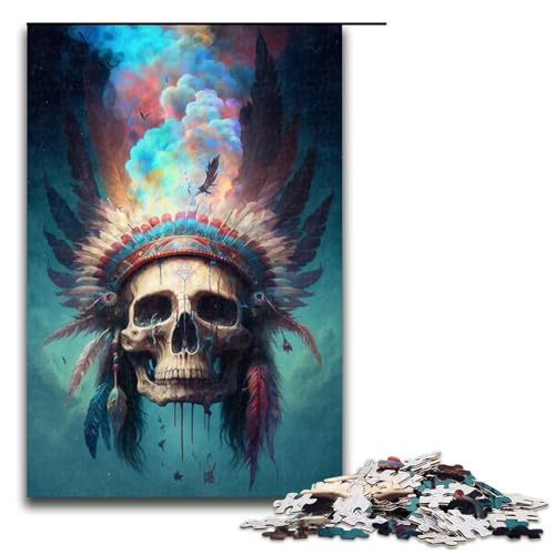 1000-teiliges Puzzle mit indischem Totenkopf für Erwachsene ganze Familie. Größe 50 x 75 cm von KJYMNC