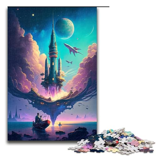 1000-teiliges Raketen-Puzzle für Kinder, Holzpuzzle, Familienaktivität, Größe 50 x 75 cm von KJYMNC