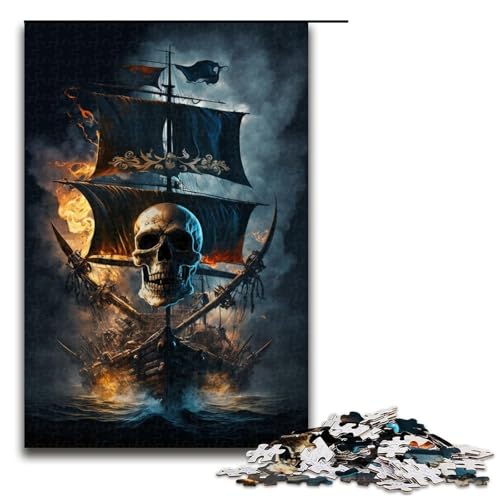 1000-teiliges Skelett-Piratenschiff-Puzzle für Kinder, Holzpuzzle, Familienaktivität, Größe 50 x 75 cm 1000-teiliges Skelett-Piratenschiff-Puzzle für Kinder, Holzpuzzle, Familienaktivität, Größe 50 x 75 cm von KJYMNC