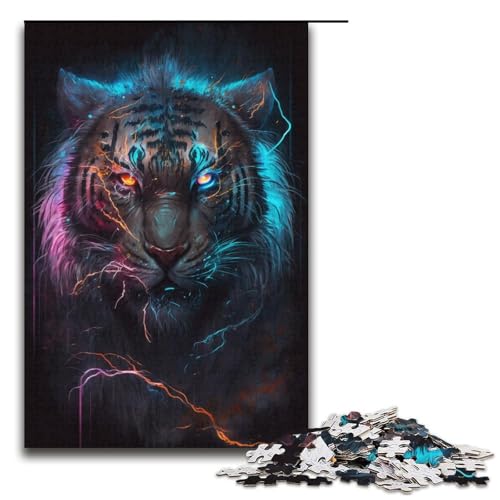 1000-teiliges Tiger-Gemälde-Puzzle für Erwachsene ganze Familie. Größe 38 x 26 cm von KJYMNC