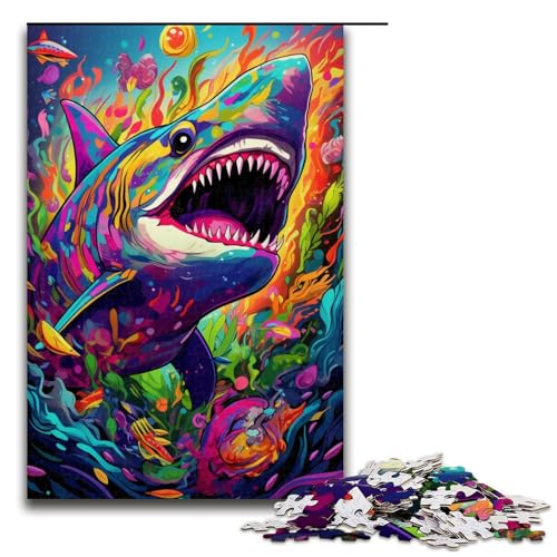 1000-teiliges Trippy Shark-Puzzle für Erwachsene ganze Familie. Größe 50 x 75 cm 1000-teiliges Trippy Shark-Puzzle für Erwachsene ganze Familie. Größe 50 x 75 cm von KJYMNC