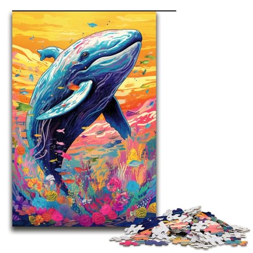 1000-teiliges Trippy Whale-Puzzle für Erwachsene ganze Familie. Größe 50 x 75 cm von KJYMNC