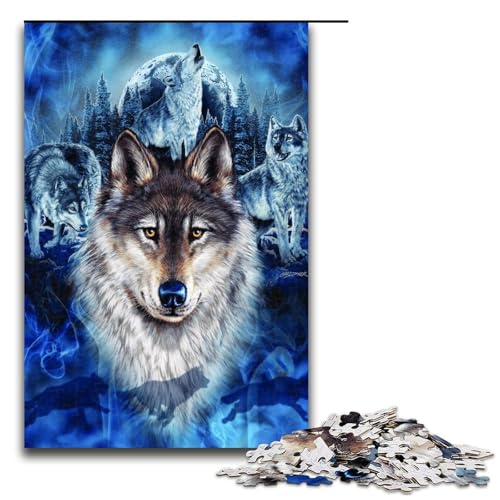 1000-teiliges Wolf-Puzzle, Geschenkideen für Erwachsene, geeignet für Teenager ab 14 Jahren, Größe 50 x 75 cm von KJYMNC