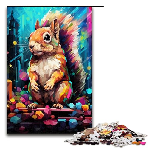 1000-teiliges buntes Eichhörnchen-Puzzle, Geschenkideen für Erwachsene, geeignet für Teenager ab 14 Jahren, Größe 50 x 75 cm von KJYMNC